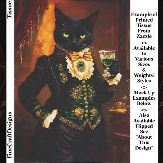 Victorian Gothic Cat with Absinthe EG9R Decoupage 薄葉紙