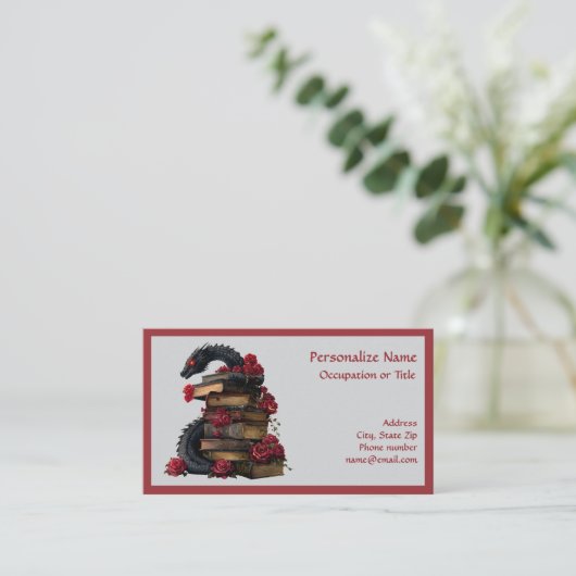 Victorian Gothic Dragon Antique Books Roses 名刺 (スタンド正面)