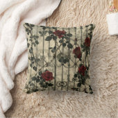 Victorian Gothic Garden Roses Pattern クッション (ブランケット)