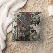 Victorian Gothic Garden Roses Pattern クッション (ブランケット)