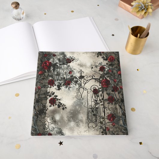 Victorian Gothic Garden Roses Pattern ゲストブック (正面見開き)