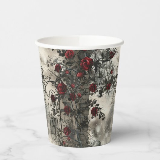 Victorian Gothic Garden Roses Pattern 紙コップ (左)