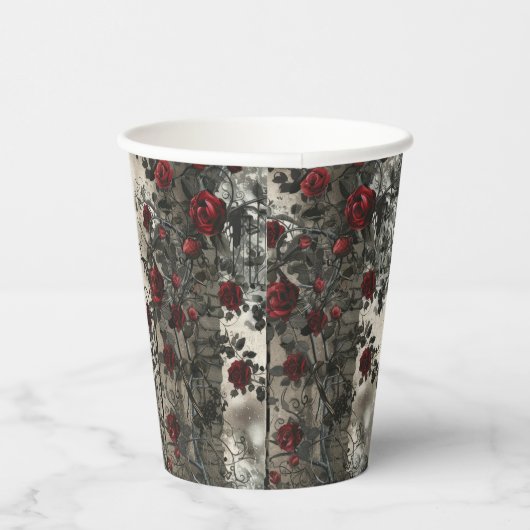 Victorian Gothic Garden Roses Pattern 紙コップ (右)