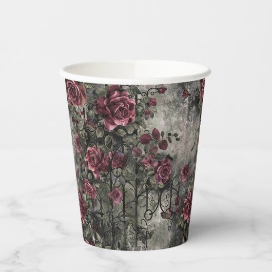 Victorian Gothic Garden Roses Pattern 紙コップ (左)