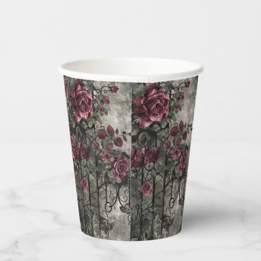 Victorian Gothic Garden Roses Pattern 紙コップ (右)
