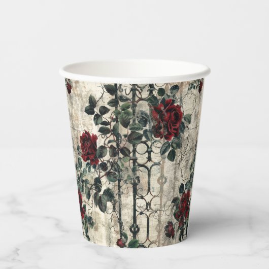 Victorian Gothic Garden Roses Pattern 紙コップ (裏面)