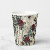 Victorian Gothic Garden Roses Pattern 紙コップ (左)