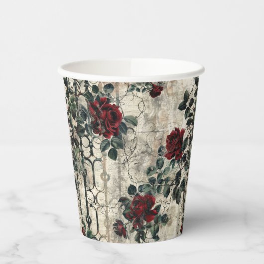 Victorian Gothic Garden Roses Pattern 紙コップ (左)