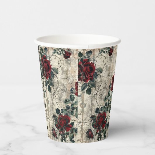 Victorian Gothic Garden Roses Pattern 紙コップ (右)