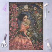 Victorian Gothic Girl & Black Raven Floral Collage 薄葉紙 (クラフト)