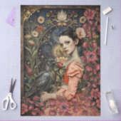 Victorian Gothic Girl & Black Raven Floral Collage 薄葉紙 (クラフト)