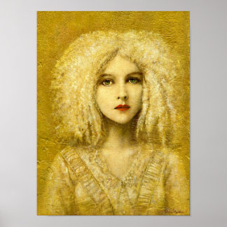 Victorian Gothic Girl In White On Gold Print ポスター