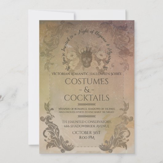 Victorian Gothic Halloween Costumes & Cocktails In 招待状 (正面)