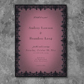 Victorian Gothic Iron Border Burgundy Wedding 招待状