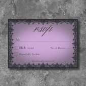 Victorian Gothic Iron Border Purple Wedding 出欠カード