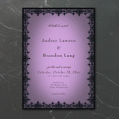 Victorian Gothic Iron Border Purple Wedding 招待状