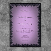 Victorian Gothic Iron Border Purple Wedding 招待状