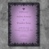 Victorian Gothic Iron Border Purple Wedding 招待状