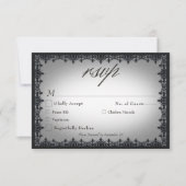 Victorian Gothic Iron Border White Wedding 出欠カード (正面)