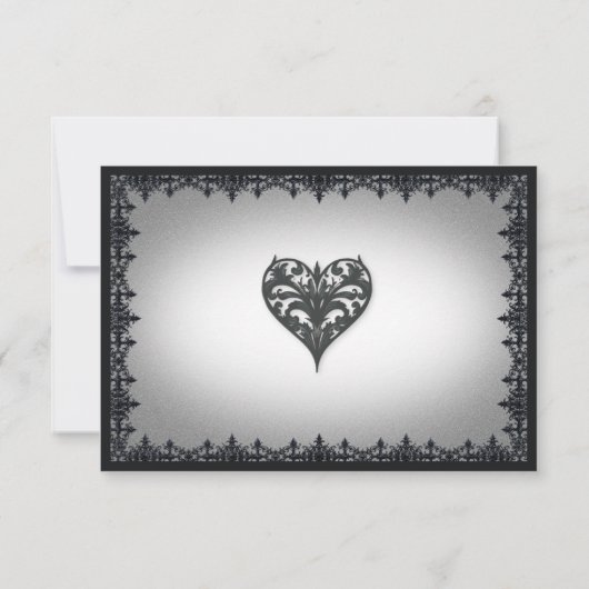 Victorian Gothic Iron Border White Wedding 出欠カード (裏面)