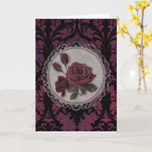 Victorian Gothic Rose Birthday カード (黄色い花)