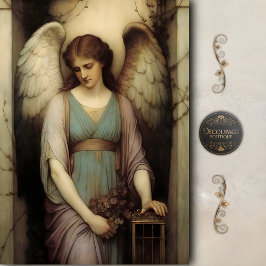 Victorian Guardian Angel Floral Lantern Decoupage 薄葉紙