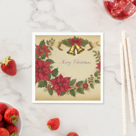 Victorian Holiday Poinsettia Wreath Découpage スタンダードカクテルナプキン