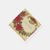 Victorian Holiday Poinsettia Wreath Découpage スタンダードカクテルナプキン (角)