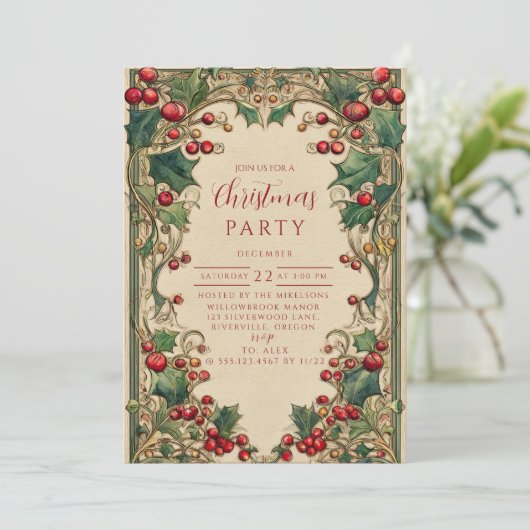 Victorian Holly & Berry Christmas 招待状 (スタンド正面)