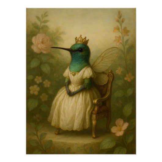 Victorian Hummingbird Queen | Majestic Fairy Bird  ポスター (正面)