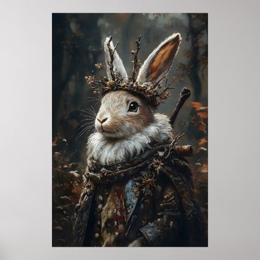 Victorian Jackalope Print, Dark Academia Rabbit ポスター (正面)