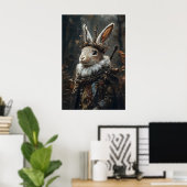 Victorian Jackalope Print, Dark Academia Rabbit ポスター (ホームオフィス)