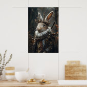 Victorian Jackalope Print, Dark Academia Rabbit ポスター (キッチン)