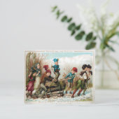 Victorian Kids Bringing Home the Yule Log ポストカード (スタンド正面)