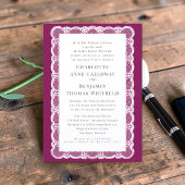Victorian Lace Plum Wedding Invitation 招待状
