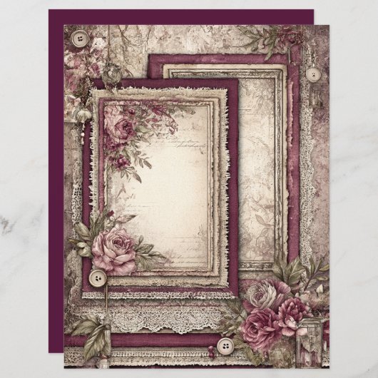 Victorian & Lace Scrapbook Paper  (正面/裏面)