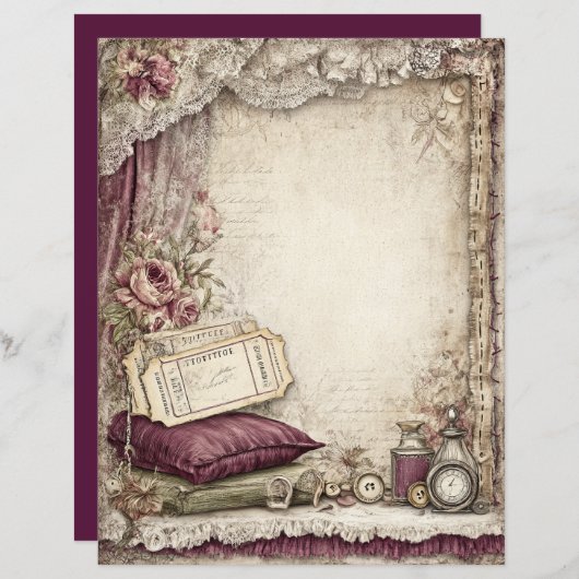 Victorian & Lace Scrapbook Paper  (正面/裏面)