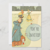 Victorian Ladies Croquet Vintage Garden Party 招待状 (正面)