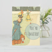 Victorian Ladies Croquet Vintage Garden Party 招待状 (スタンド正面)