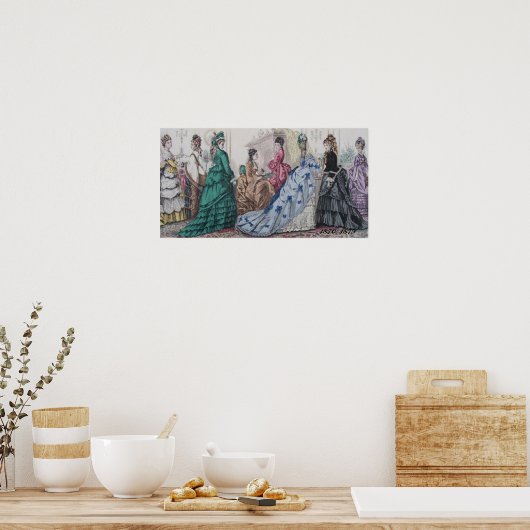 Victorian Ladies Ilustration Poster Print ポスター (キッチン)