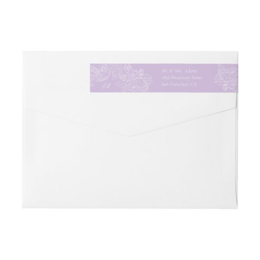 Victorian Lavender Pre-Addressed Return Address ラップアラウンドラベル (裏面)
