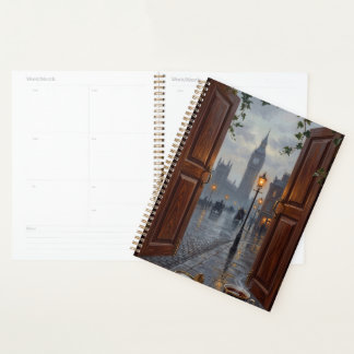 Victorian London Big Ben Rainy Day Oil Painting プランナー手帳