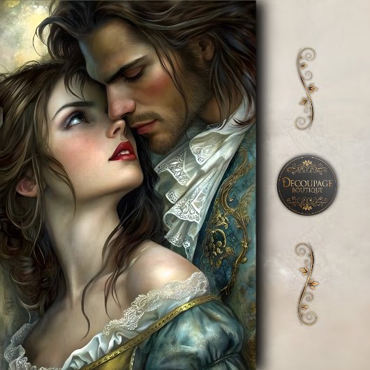 Victorian Lovers Intense Gaze Decoupage 薄葉紙