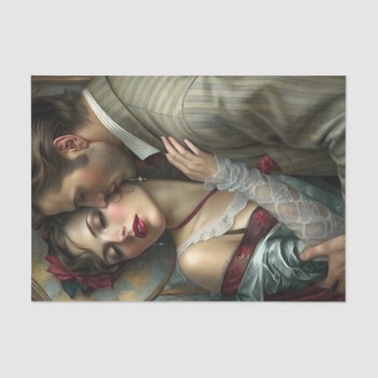 Victorian Lovers Intimate Embrace Decoupage 薄葉紙 (正面)