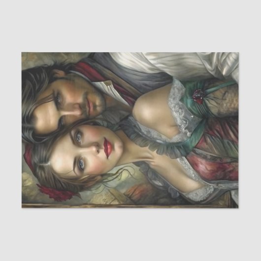 Victorian Lovers Portrait Romantic Decoupage 薄葉紙 (正面)