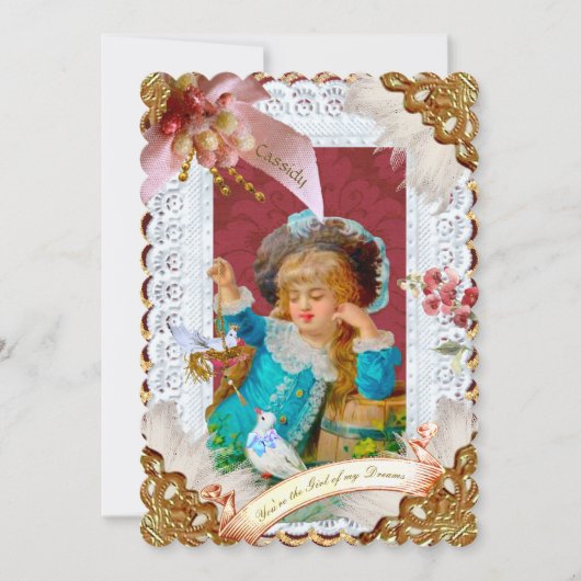 Victorian 'Lovey Dovey' Dresden-style Card (正面)