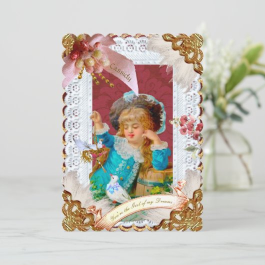 Victorian 'Lovey Dovey' Dresden-style Card (スタンド正面)