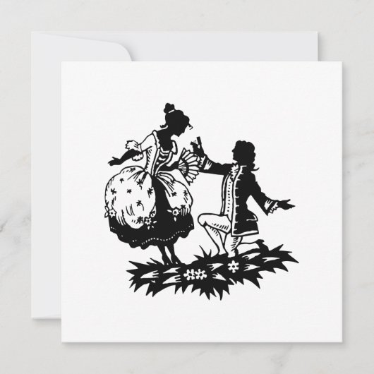 Victorian Man Proposing to Woman Silhouette Art 招待状 (正面)