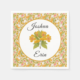 Victorian Meadow yellow napkin スタンダードカクテルナプキン