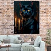  Victorian Medieval Black Cat Gallery Art ポスター